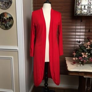 Long Red Sweater Duster